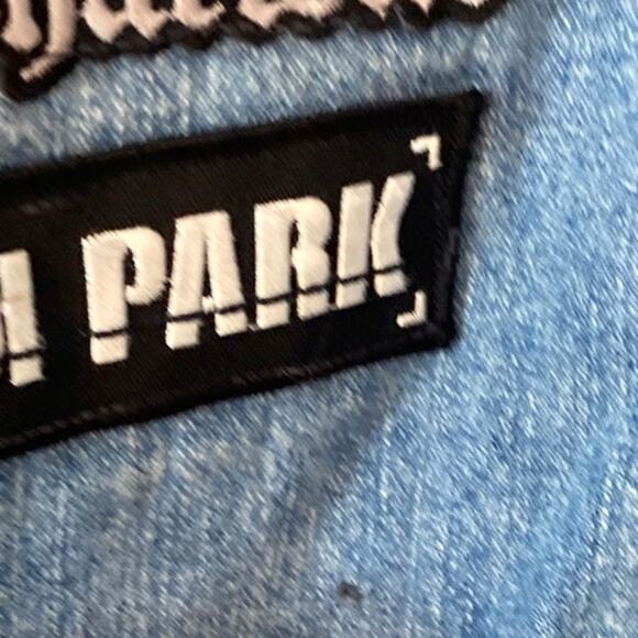 Steve & Barry's Blue Denim Jacket with Band Patches - Picture 3 of 9